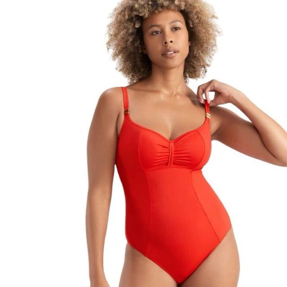 NWT Panache FIERY RED Anya Riva Balconnet One Piece Swimsuit, US 34G